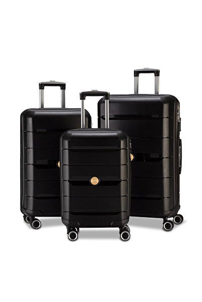 By Hakan My-pp Tekerlekli Kırılmaz Valiz 3'lü Set Bavul Siyah