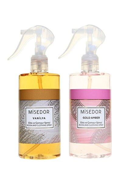 Misedor 2 Li Set Gold Amber Ve Vanilya Oda Kokusu Ve Çamaşır Spreyi 330 ml