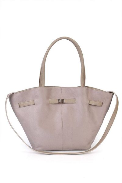 chocolatebag Geanta de mana si dama model Lio din piele intoarsa crem