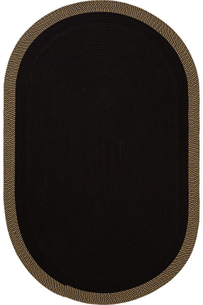 Cool Halı Luke 867 Siyah Oval Halı Paspas Örgü Hasır Kilim Yolluk Bohem Dekor...