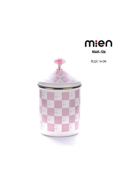 MİEN Mien Pink Checkerboard Decor Enameled 14cm Spice Rack