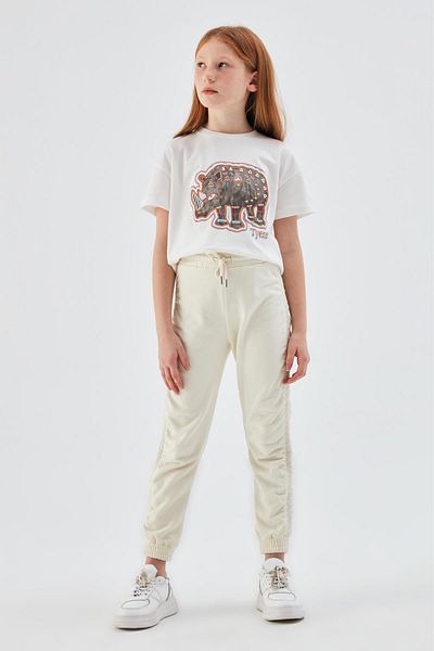 Tyess Bg Store Girl's Ecru Sweatpants 23Psstj4202
