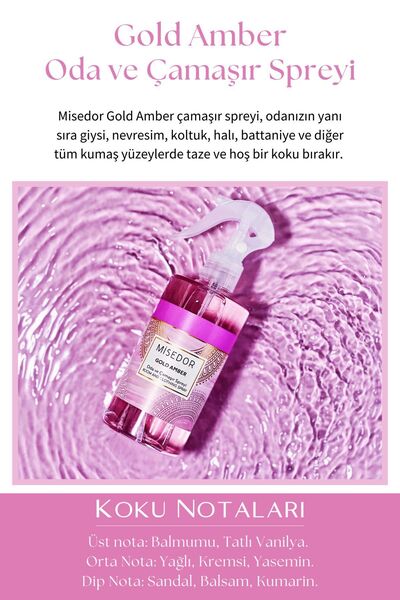 Misedor 2 Li Set Gold Amber Ve Vanilya Oda Kokusu Ve Çamaşır Spreyi 330 ml