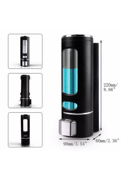 Sea Home 2 Pieces Black 400 ml Wall Mounted Manual Soap Dispenser Bathroom, Kitchen Hand Liquid Shampoo Shower Gel M-52