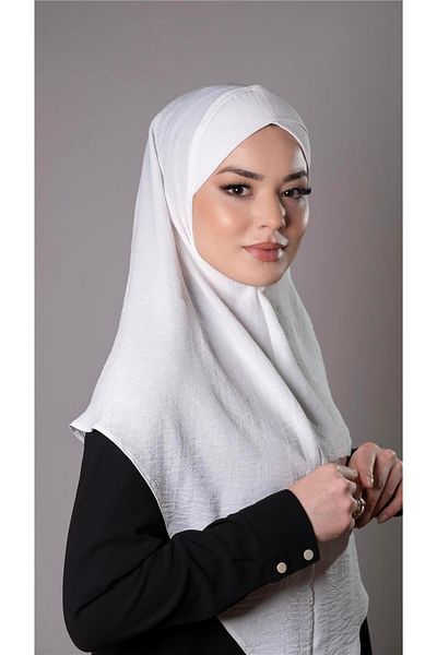 HÜRREM BONE Κρέμα Πρακτικό έτοιμο στο χέρι μαντήλι Hijab Aerobin Fabric Cross Hijab 2307_40