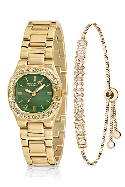 Polo Air Tek Sıra Lüx Taşlı Kadın Kol Saati Zirkon Taşlı Baget Bileklik Kombi...