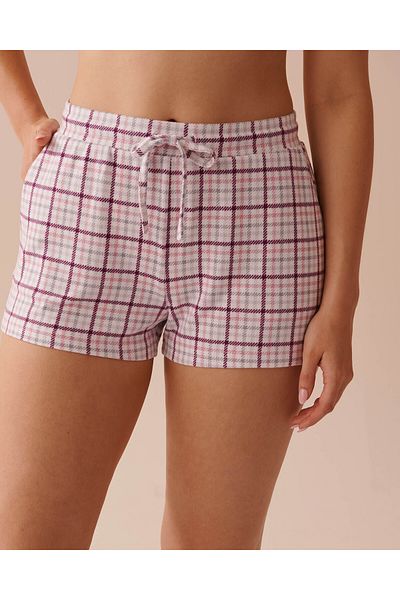 La Vie en Rose Purple Plaid Recycled Fibers Pajama Shorts