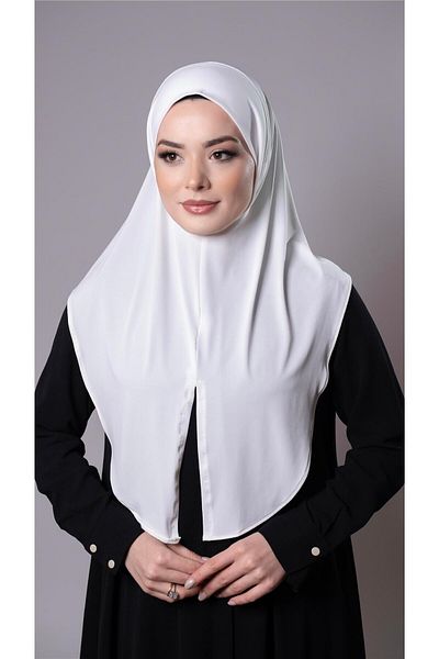 HÜRREM BONE Κρέμα Πρακτικό έτοιμο στο χέρι μαντήλι Hijab Sandy Fabric Slit Plain Hijab 2310_40