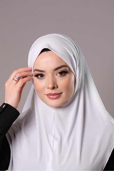 HÜRREM BONE Λευκό Πρακτικό έτοιμο μαντήλι Hijab με άμμο ύφασμα απλό Hijab 2308_42