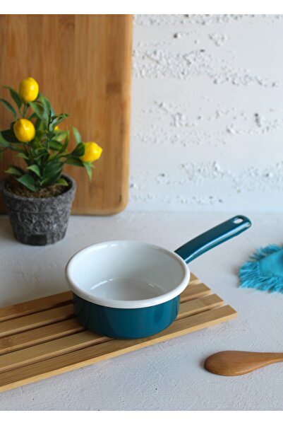 Elifle Emaye Sos Tavası Kaserol Mini Tava Sosluk Petrol Mavi