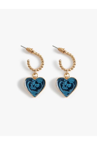 Koton Heart Hoop Earrings - Steel Blend Dangle