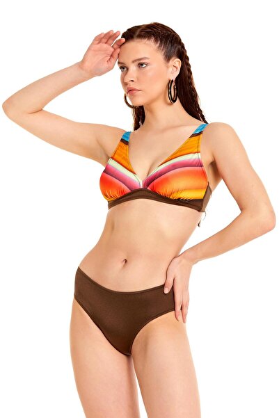 Argento Yeni Sezon Toparlayıcı Geniş Üçgen Bikini Takımı Desenli