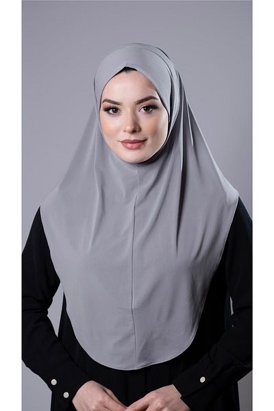 HÜRREM BONE Γκρι Πρακτικό έτοιμο μαντήλι Hijab με άμμο ύφασμα απλό Hijab 2308_15