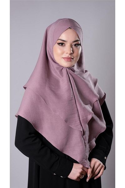 HÜRREM BONE Βιολετί Πρακτικό έτοιμο στο χέρι μαντήλι Hijab Βαμβακερό ύφασμα τζαζ διπλής στρώσης σταυρός Hijab 2304_21