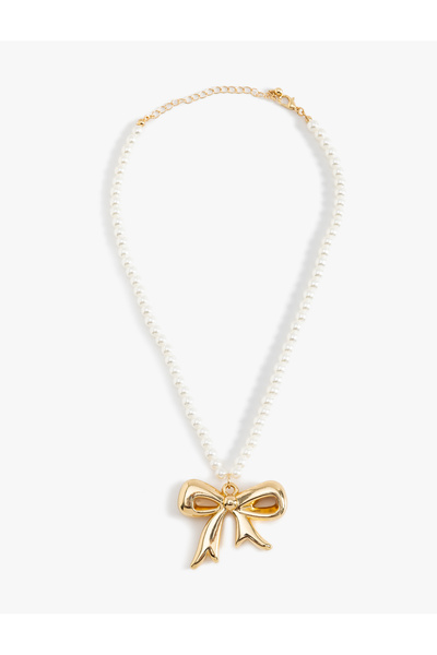 Koton Steel Blended Pearl Choker Necklace and Bow