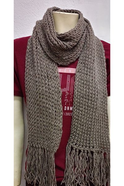 ENGIN Unisex Hand Knitted Brown Scarf