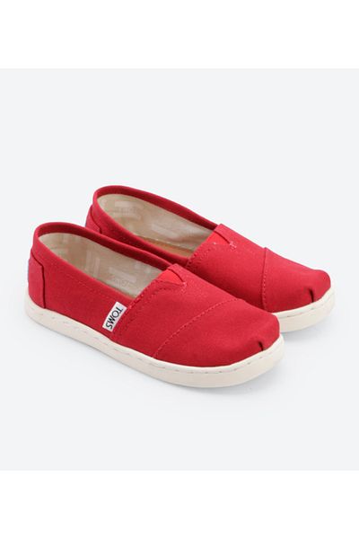 Toms Red Teen Girls Flat Shoes