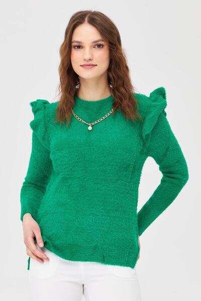 accort Omuzları Fırfırlı Triko Kazak-benetton