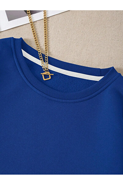 Revasser Unisex Women/Men Never Color Oversize Crew Neck Cotton Sweatshirt