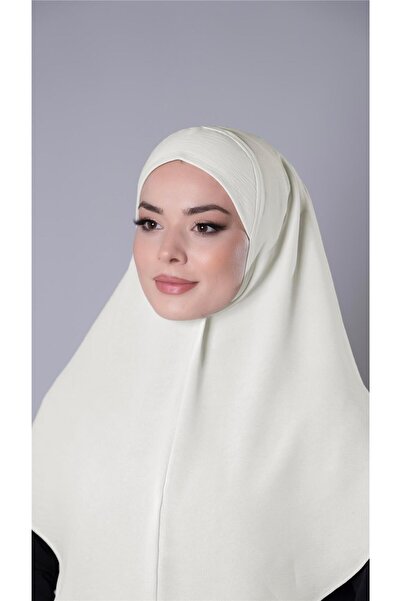 HÜRREM BONE Ecru Practical Ready-made Interlocking Hijab Scarf Aerobin Fabric Plain Hijab 2309_27