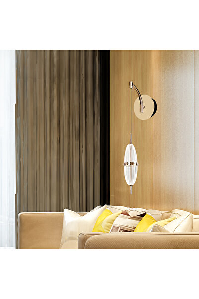 Apliqa Liona 10 Watt Kristalli Gold Modern Yatak Başı Salon Led Led Aplik