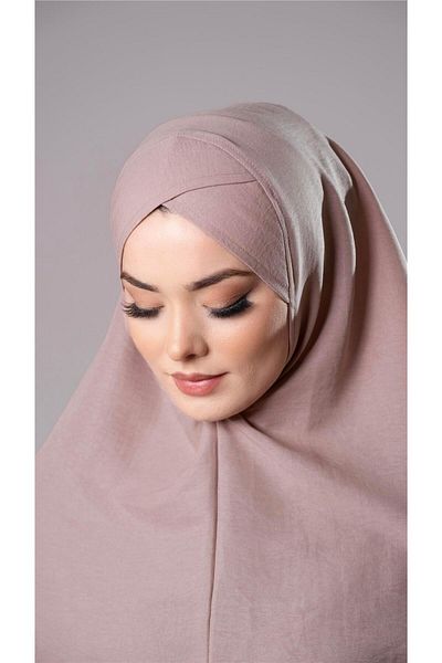 HÜRREM BONE Μπεζ Πρακτικό έτοιμο στο χέρι μαντήλι Hijab Βαμβακερό ύφασμα τζαζ μονής στρώσης σταυρός Hijab 2305_12