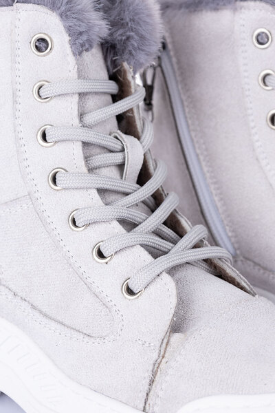 Getcho Span Жіночі боти з замшею та хутром, з подвійною блискавкою та шнурівкою – Зимові, з комфортною підкладкою та нековзною підошвою