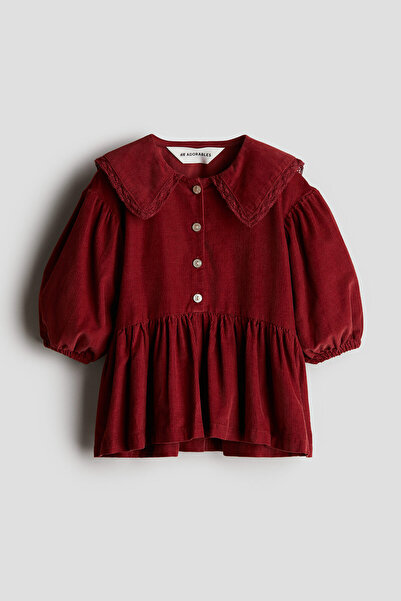 H&M Pamuklu ve Fitilli Kadife Elbise