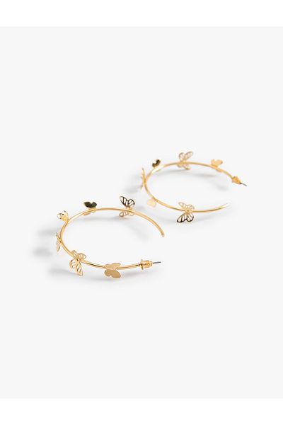 Koton Butterfly Hoop Earrings Steel