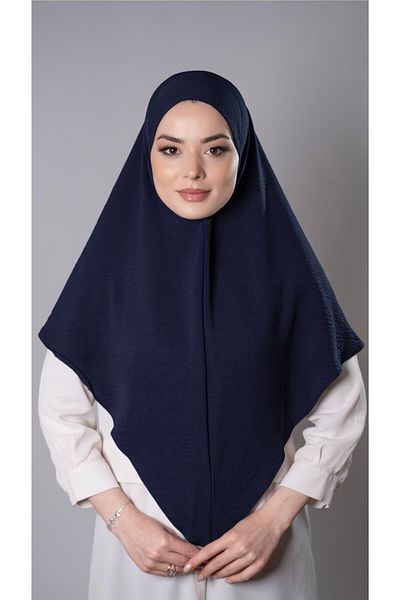 HÜRREM BONE Navy Blue Practical Ready-Made Hijab Κασκόλ Aerobin Ύφασμα απλό Hijab 2309_02