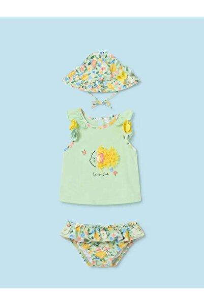 MAYORAL yenidogan kız bebek şapkalı bikini altı tişört 3 lü set 1633