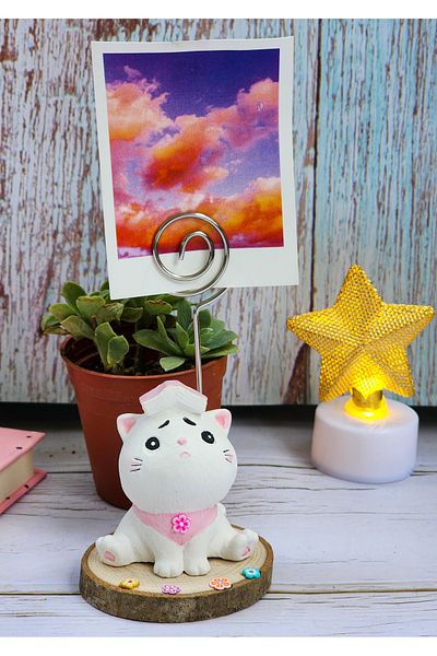 Rota Hediyelik Confused Sad Cat Note Holder Photo Holder Office Desktop Gift