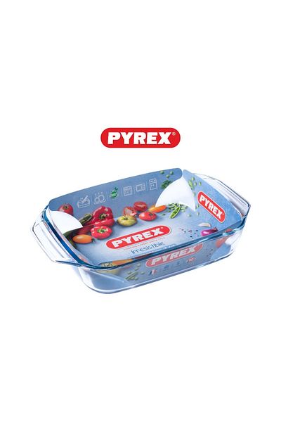 Pyrex محمصة مستطيلة لا تقاوم بسعة 2.1 لتر - أداة أساسية للمطبخ مصنوعة من زجاج البورسليكات متعدد الاستخدامات