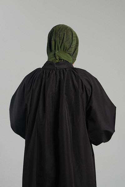 HÜRREM BONE Πρακτικό χακί μαντήλι Hijab - Πλισέ Hijab με κουμπώματα στην πλάτη 2406_09