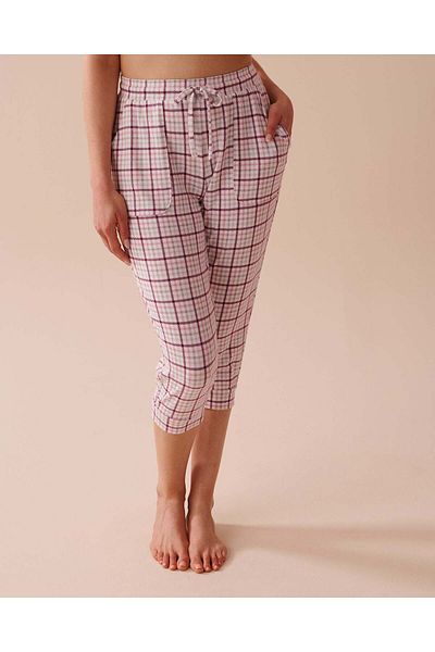 La Vie en Rose Purple Plaid Recycled Fibers Fitted Capris