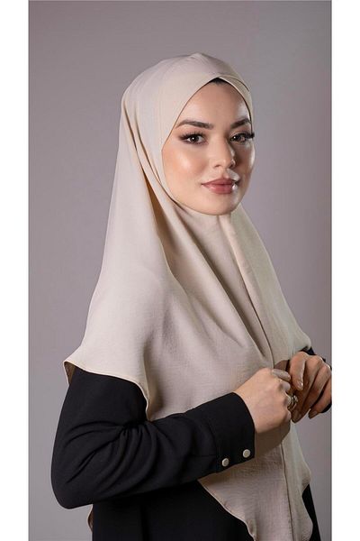 HÜRREM BONE Μπεζ Πρακτικό έτοιμο συμπλέκτη Hijab Φουλάρι Aerobin Υφασμάτινο Σταυρό Hijab 2307_12