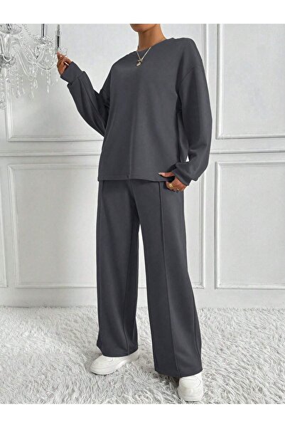 Trendseninle Women's Smoked Interlock Fabric Bottom Top Suit