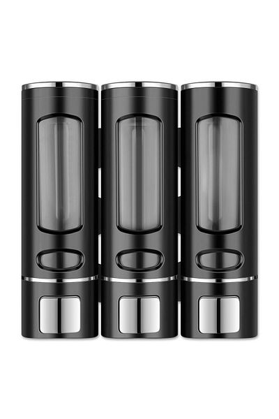Sea Home 3Pcs Black 400ml Soap Dispenser Wall Mounted Transparent Liquid Plastic and Kitchen Bathroom Bottle M-52