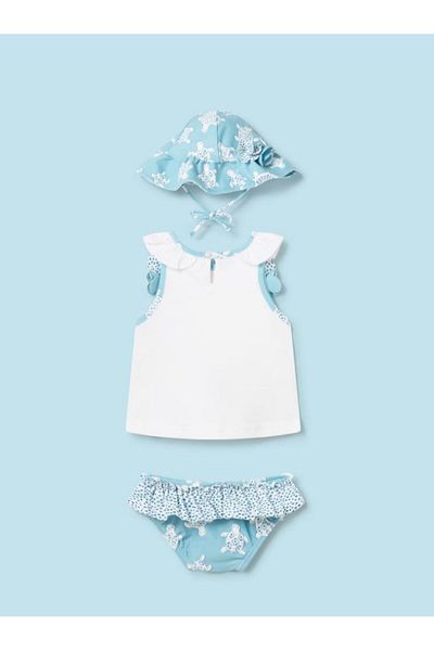 MAYORAL Newborn Baby Girl Hat Bikini Bottom T-Shirt Set of 3 1633