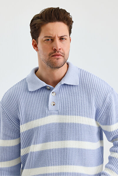 Tarz Cool Erkek Regular Düğmeli Polo Yaka Triko Kazak