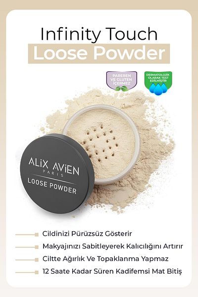 Alix Avien Fixing Effect - Silky Powder Powder, Matte Finish, Nude Ivory 02 - Loose Powder
