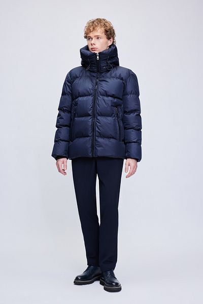 Hatemoğlu Φουσκωτό παλτό με κουκούλα με κουκούλα Navy Blue Dynamic Fit