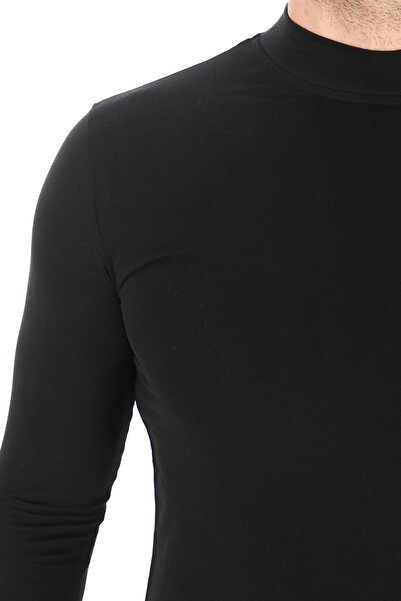 penyebizden Pánské tričko se stojáčkem Slim Fit Bavlna Lycra 2-balení-černo-černé