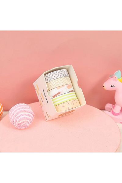 Limmy Vintage Washi Tape με γεωμετρικά σχέδια - Χαρτί κάλυψης ταινίας 5 τεμαχίων, τυπωμένο και αυτοκόλλητο