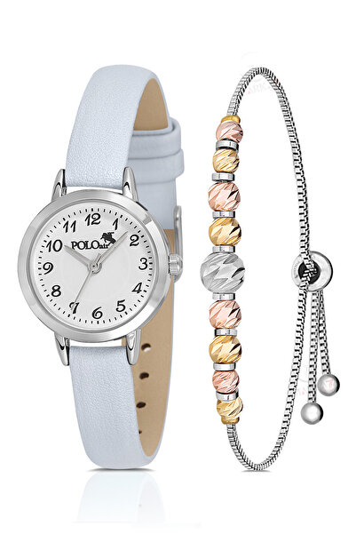 Polo Air Klasik Deri Kordon Kadın Kol Saati Dorika Bileklik Kombin Açık Mavi ...