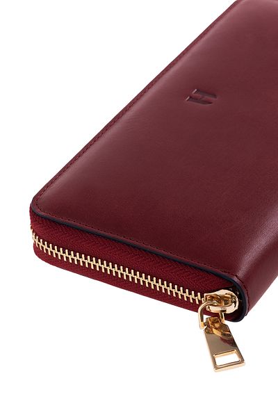 HELMBROOK Amelia Genuine Leather Burgundy-Navy Blue Women's Zippered Handcrafted Rfid Protection Large Wallet