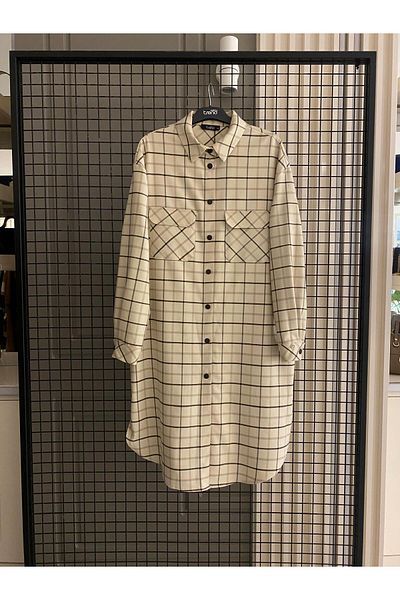 Armine TREND Square Patterned Pocket Shirt Collar Tunic