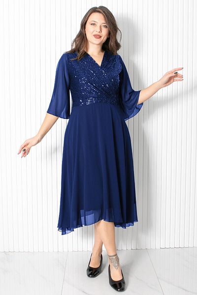 Fahima Βραδινό φόρεμα Navy Blue - με λεπτομέρεια από πούλιες, FHM910