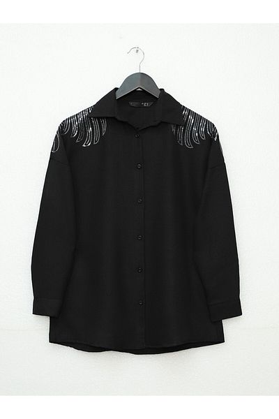Modamorfo Black Patterned Sequin Tunic
