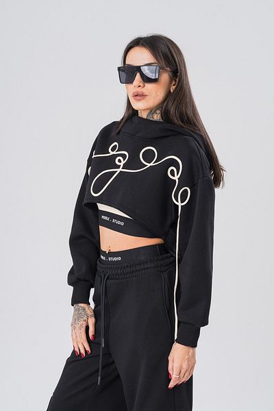 go gang own Hanorac scurt de damă Rope cu detaliu crop intern